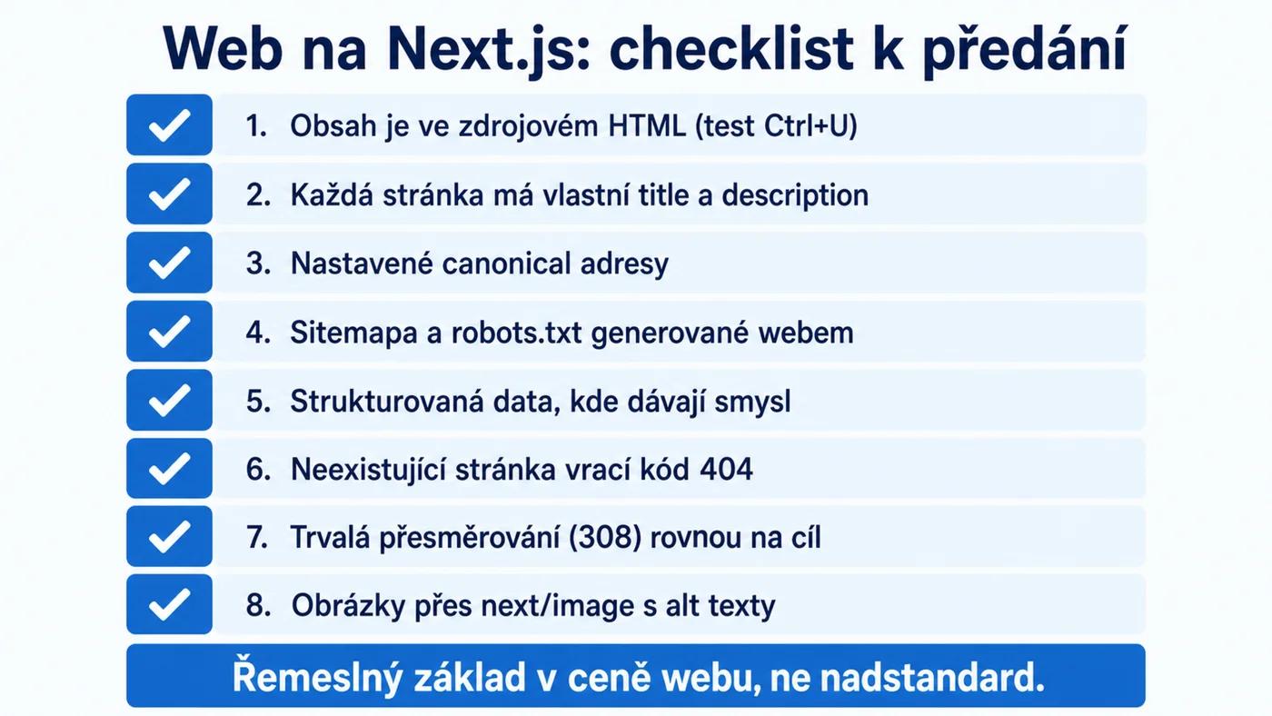 Checklist pro web na Next.js: co chtít po vývojáři při předání