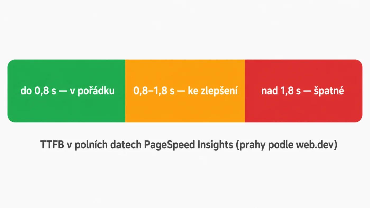 Prahy TTFB podle web.dev: do 0,8 s v pořádku, nad 1,8 s špatné