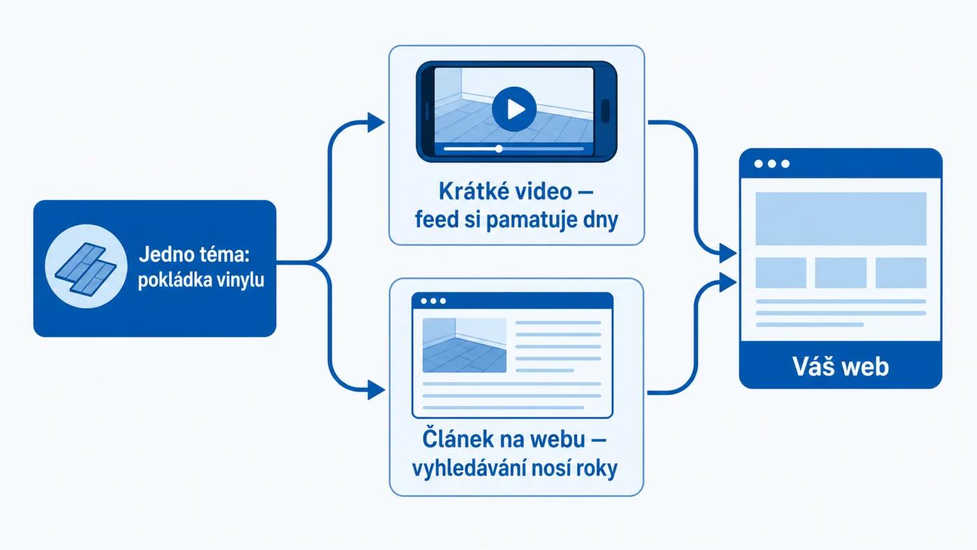 Jedno téma ve dvou podobách: krátké video pro feed a článek pro vyhledávání