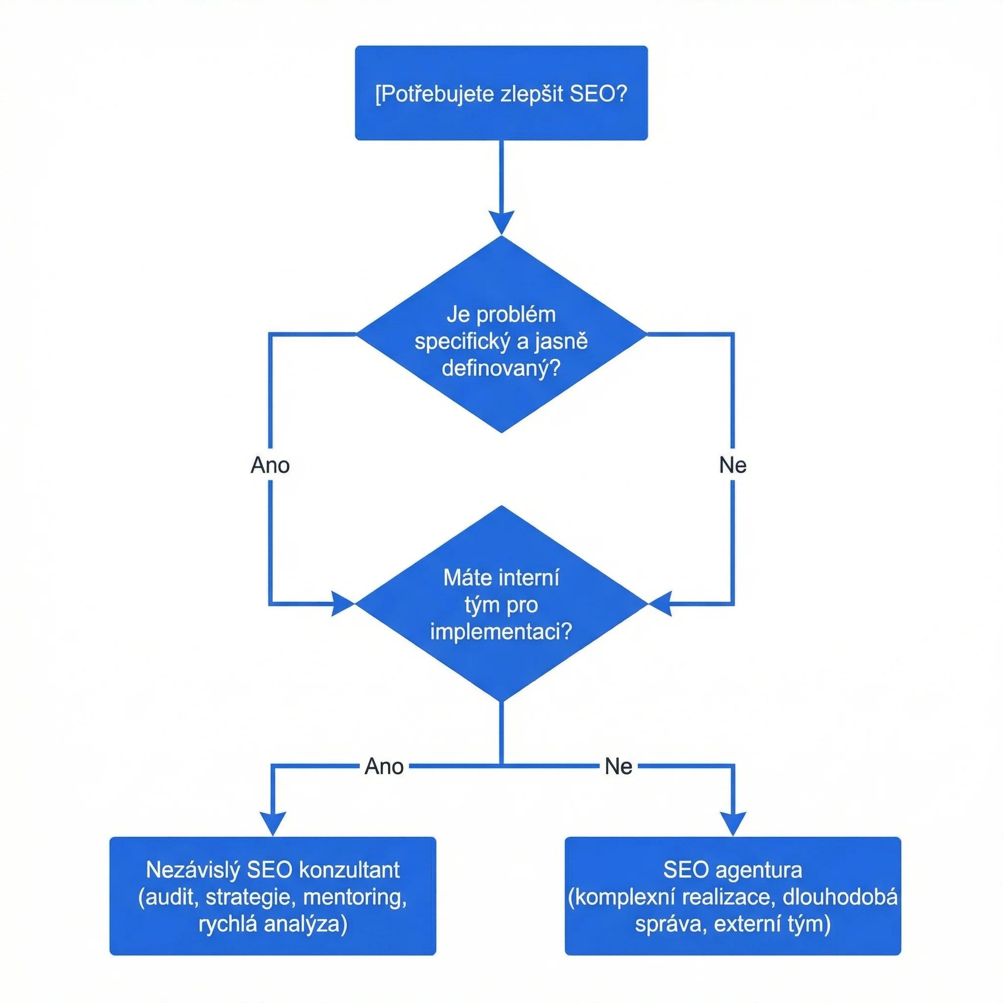 Diagram - Kdy potřebujete SEO konzultanta (a kdy agenturu)