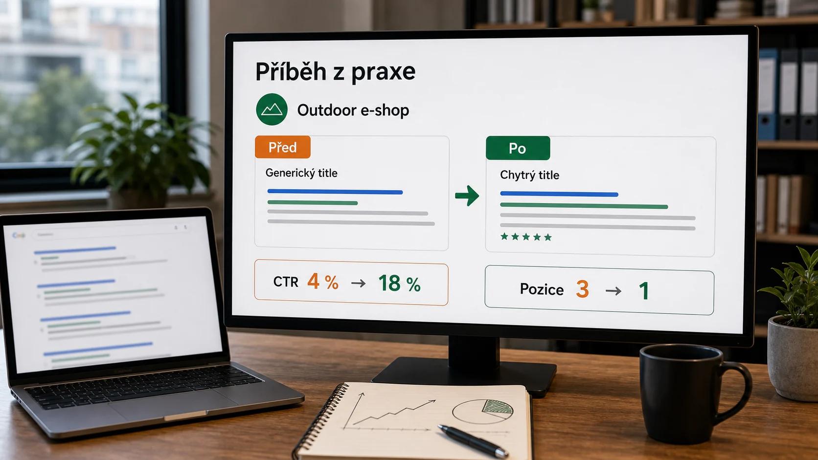 Infografika - Příběh z praxe: Jak chytrý title porazil pozici 1 - Title Tag: Proč prvních 60 znaků rozhoduje o úspěchu