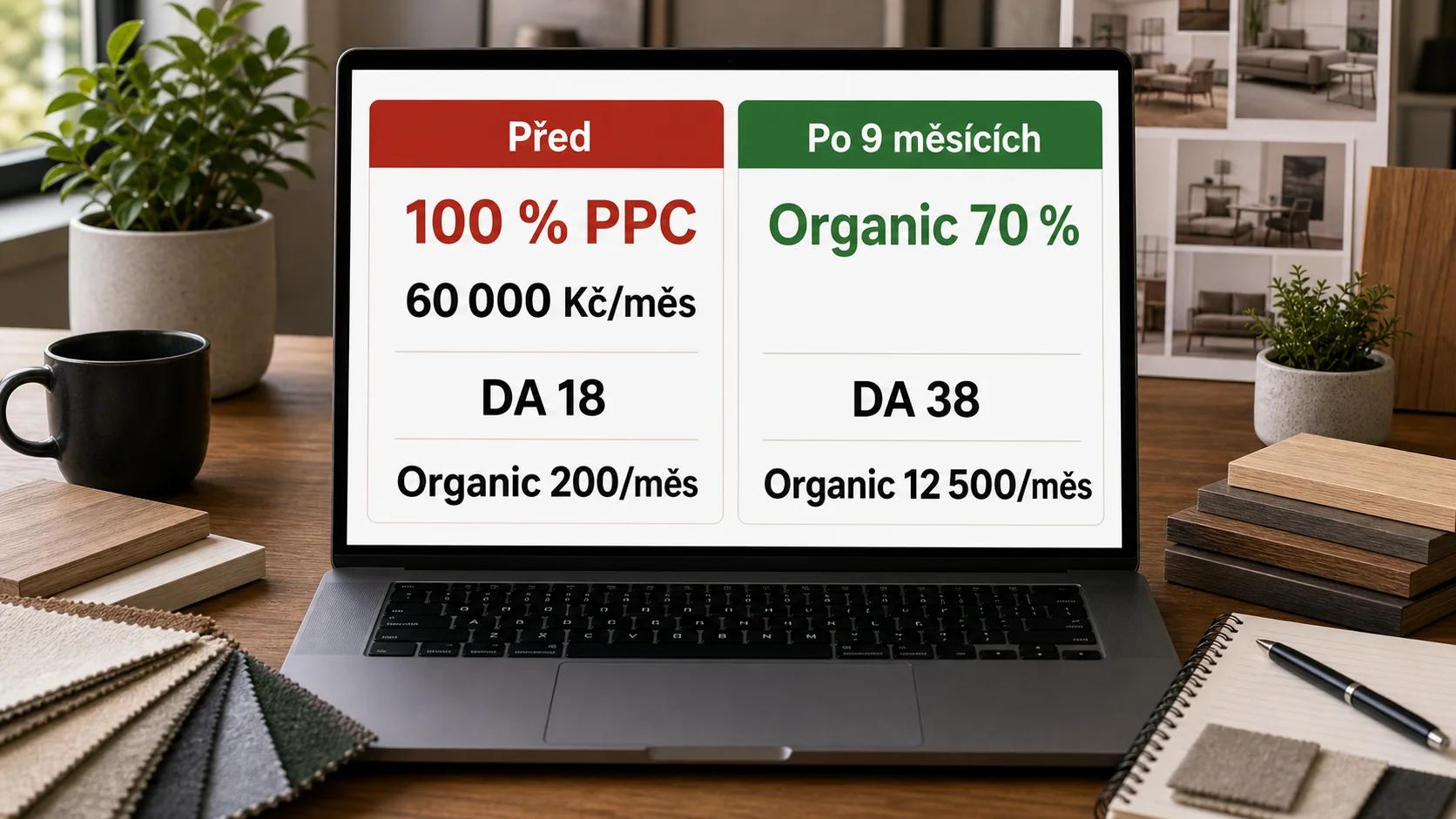 Infografika - Příběh z praxe: Od 100 % závislosti na PPC k 70 % organic - Organic Traffic: Proč je lepší než placená reklama